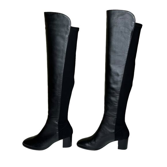 Stuart Weitzman Harper 60 Over The Knee Boots Black Nappa Leather Size 7.5 - Picture 1 of 12